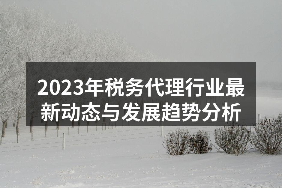 2023年税务代理行业最新动态与发展趋势分析